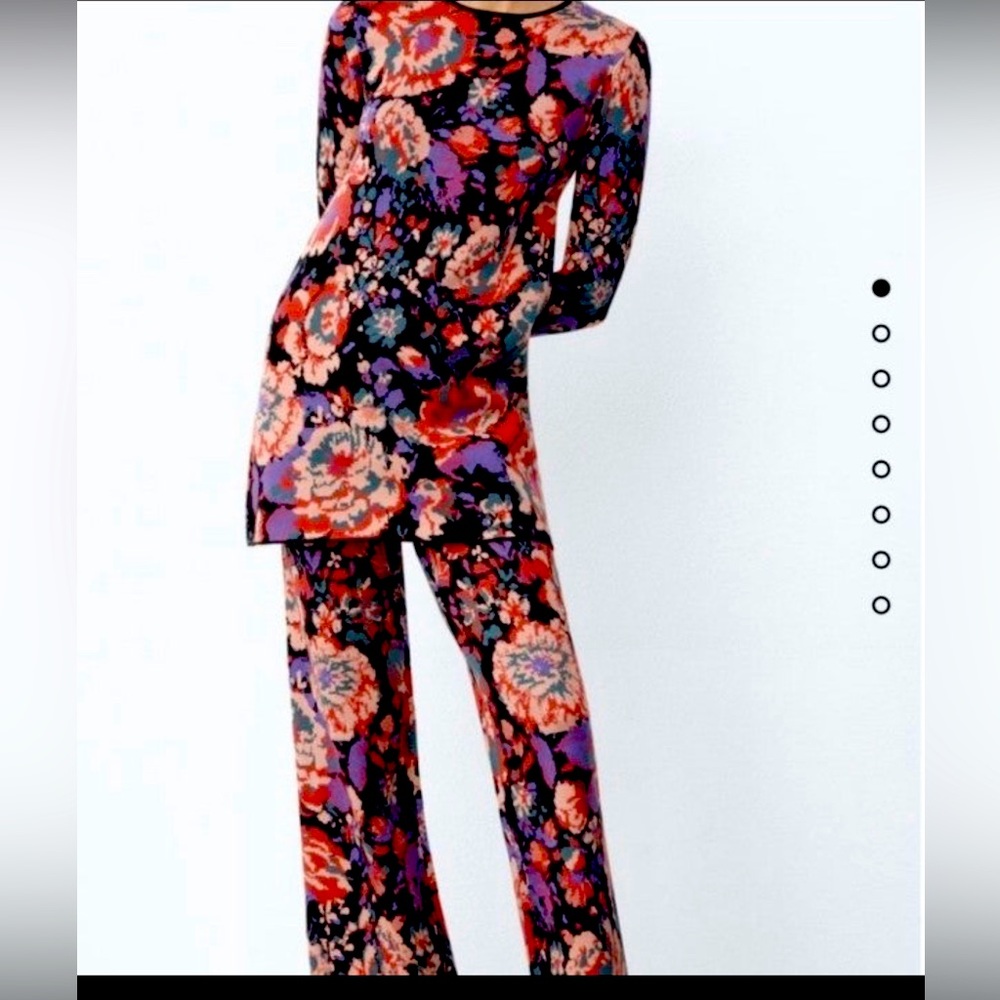 Zara Floral knit top and pant